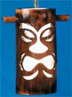 1619 Bamboo Cylinder Lamp, White Tiki Face Inlay